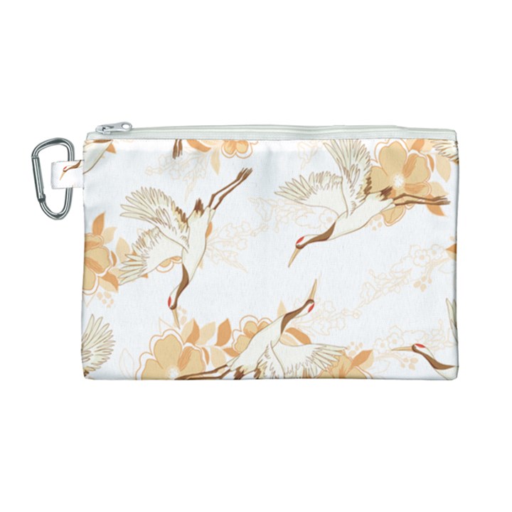 Birds and flowers  Canvas Cosmetic Bag (Large)