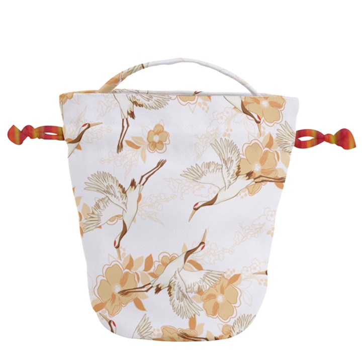 Birds and flowers  Drawstring Bucket Bag