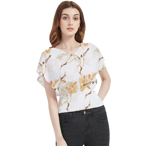 Birds And Flowers  Butterfly Chiffon Blouse by Sobalvarro