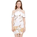 Birds and flowers  Shoulder Frill Bodycon Summer Dress View1