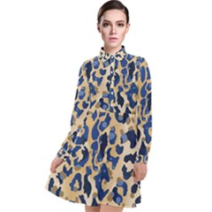 Leopard Skin  Long Sleeve Chiffon Shirt Dress by Sobalvarro