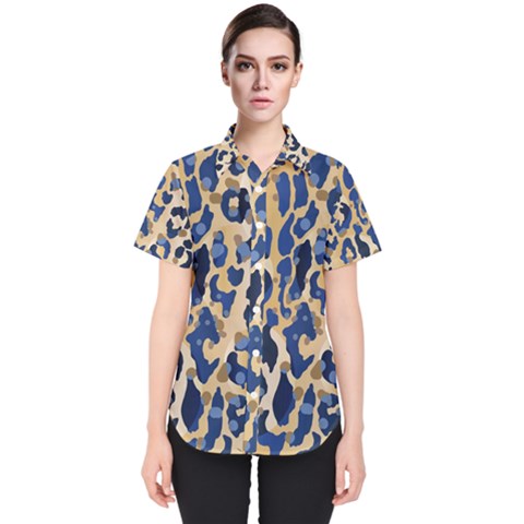 Leopard Skin  Women s Short Sleeve Shirt by Sobalvarro