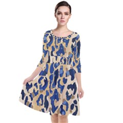 Leopard Skin  Quarter Sleeve Waist Band Dress by Sobalvarro