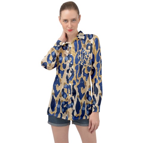 Leopard Skin  Long Sleeve Satin Shirt by Sobalvarro