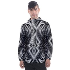 Black And White Men s Front Pocket Pullover Windbreaker by Dazzleway