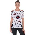 Music life Shoulder Cut Out Short Sleeve Top