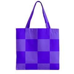 Purple Gingham Check Squares Pattern Zipper Grocery Tote Bag by yoursparklingshop