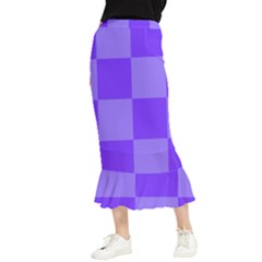 Purple Gingham Check Squares Pattern Maxi Fishtail Chiffon Skirt by yoursparklingshop