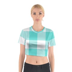 Turquoise And White Buffalo Check Cotton Crop Top by yoursparklingshop