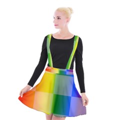 Lgbt Rainbow Buffalo Check Lgbtq Pride Squares Pattern Suspender Skater Skirt by yoursparklingshop