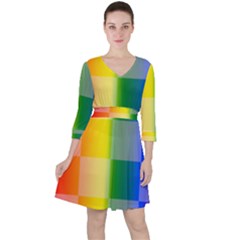 Lgbt Rainbow Buffalo Check Lgbtq Pride Squares Pattern Ruffle Dress by yoursparklingshop
