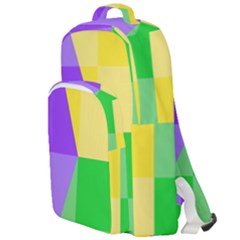 Purple Yellow Green Check Squares Pattern Mardi Gras Double Compartment Backpack by yoursparklingshop