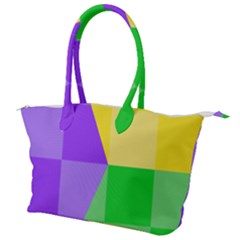 Purple Yellow Green Check Squares Pattern Mardi Gras Canvas Shoulder Bag by yoursparklingshop