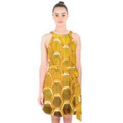 Hexagon Windows Halter Collar Waist Tie Chiffon Dress by essentialimage