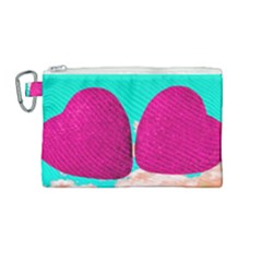 Two Hearts Canvas Cosmetic Bag (medium) by essentialimage