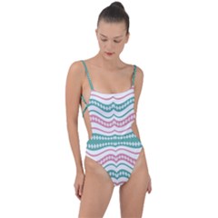 Waving Lines Vivid Pattern Tie Strap One Piece Swimsuit by dflcprintsclothing