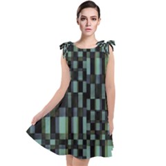 Dark Geometric Pattern Design Tie Up Tunic Dress by dflcprintsclothing