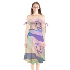 Israel Shoulder Tie Bardot Midi Dress by AwesomeFlags