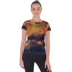 Tiger King In A Fantastic Landscape From Fonebook Short Sleeve Sports Top  by 2853937