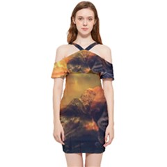 Tiger King In A Fantastic Landscape From Fonebook Shoulder Frill Bodycon Summer Dress by 2853937