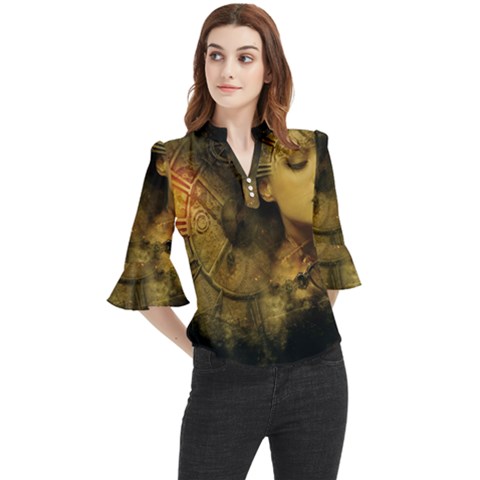 Surreal Steampunk Queen From Fonebook Loose Horn Sleeve Chiffon Blouse by 2853937