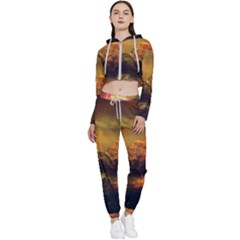 Tiger King In A Fantastic Landscape From Fonebook Cropped Zip Up Lounge Set by 2853937