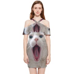 Wow Kitty Cat From Fonebook Shoulder Frill Bodycon Summer Dress by 2853937