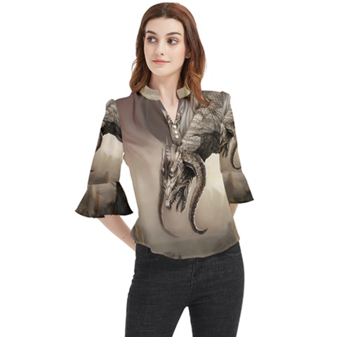 Lord Of The Dragons From Fonebook Loose Horn Sleeve Chiffon Blouse by 2853937