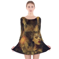 Surreal Steampunk Queen From Fonebook Long Sleeve Velvet Skater Dress by 2853937