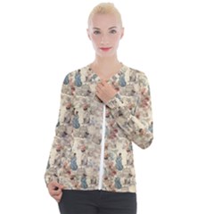 Victorian Spring Woman Pattern Casual Zip Up Jacket