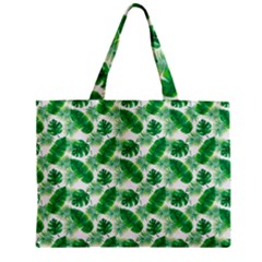 Tropical Leaf Pattern Zipper Mini Tote Bag by Dutashop