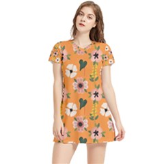 Flower Orange Pattern Floral Women s Sports Skirt by Dutashop