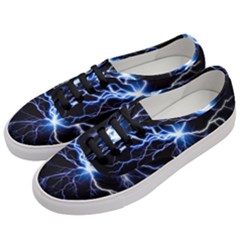 Blue Electric Thunder Storm, Colorful Lightning Graphic Women s Classic Low Top Sneakers by picsaspassion