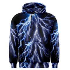 Blue Lightning At Night, Modern Graphic Art  Men s Core Hoodie by picsaspassion