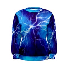 Blue Thunder Lightning At Night, Graphic Art Women s Sweatshirt by picsaspassion