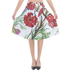 Summer Flowers Flared Midi Skirt by goljakoff