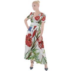 Summer Flowers Button Up Short Sleeve Maxi Dress by goljakoff