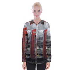 London Calling With Classic British Phonebooth - Bw & Color From Fonebook Womens Long Sleeve Shirt