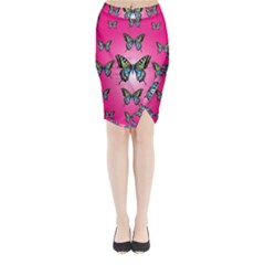 Butterfly Midi Wrap Pencil Skirt