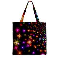 Star Colorful Christmas Abstract Zipper Grocery Tote Bag