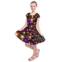 Star Colorful Christmas Abstract Kids  Short Sleeve Dress