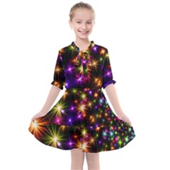 Star Colorful Christmas Abstract Kids  All Frills Chiffon Dress