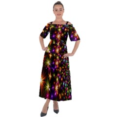 Star Colorful Christmas Abstract Shoulder Straps Boho Maxi Dress 