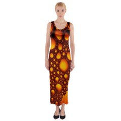 Bubbles Abstract Art Gold Golden Fitted Maxi Dress