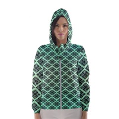 Pattern Texture Geometric Pattern Green Women s Hooded Windbreaker by Dutashop