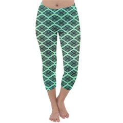Pattern Texture Geometric Pattern Green Capri Winter Leggings  by Dutashop