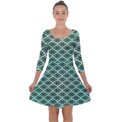 Pattern Texture Geometric Pattern Green Quarter Sleeve Skater Dress by Dutashop