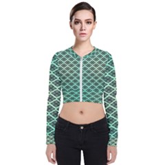 Pattern Texture Geometric Pattern Green Long Sleeve Zip Up Bomber Jacket by Dutashop