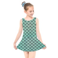 Pattern Texture Geometric Pattern Green Kids  Skater Dress Swimsuit