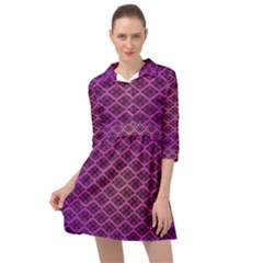 Pattern Texture Geometric Patterns Purple Mini Skater Shirt Dress by Dutashop
